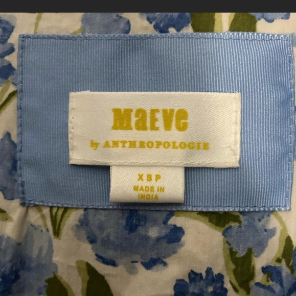 Maeve Collared Poplin Floral Print Swing Mini Dress Blue Motif Gold Tone  Xsp - Picture 4 of 5